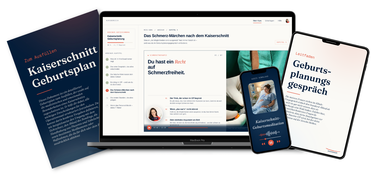 Kaiserschnitt-Geburtsplanungspaket – Webinar, Geburtsplan, Leitfaden, Checkliste, Meditation