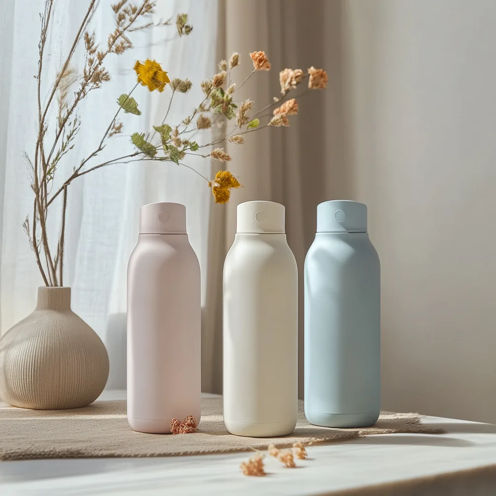 Isolierte Trinkflasche mit Trinkhalm